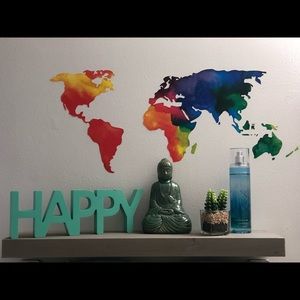 Rainbow World Map Wall Decal Décor AMAZING LOOK!